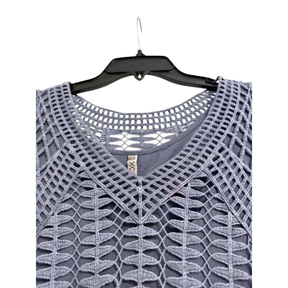 XCVI Blue Crochet Overlay Cotton Sleeveless Tank Top Size Small - Picture 6 of 6